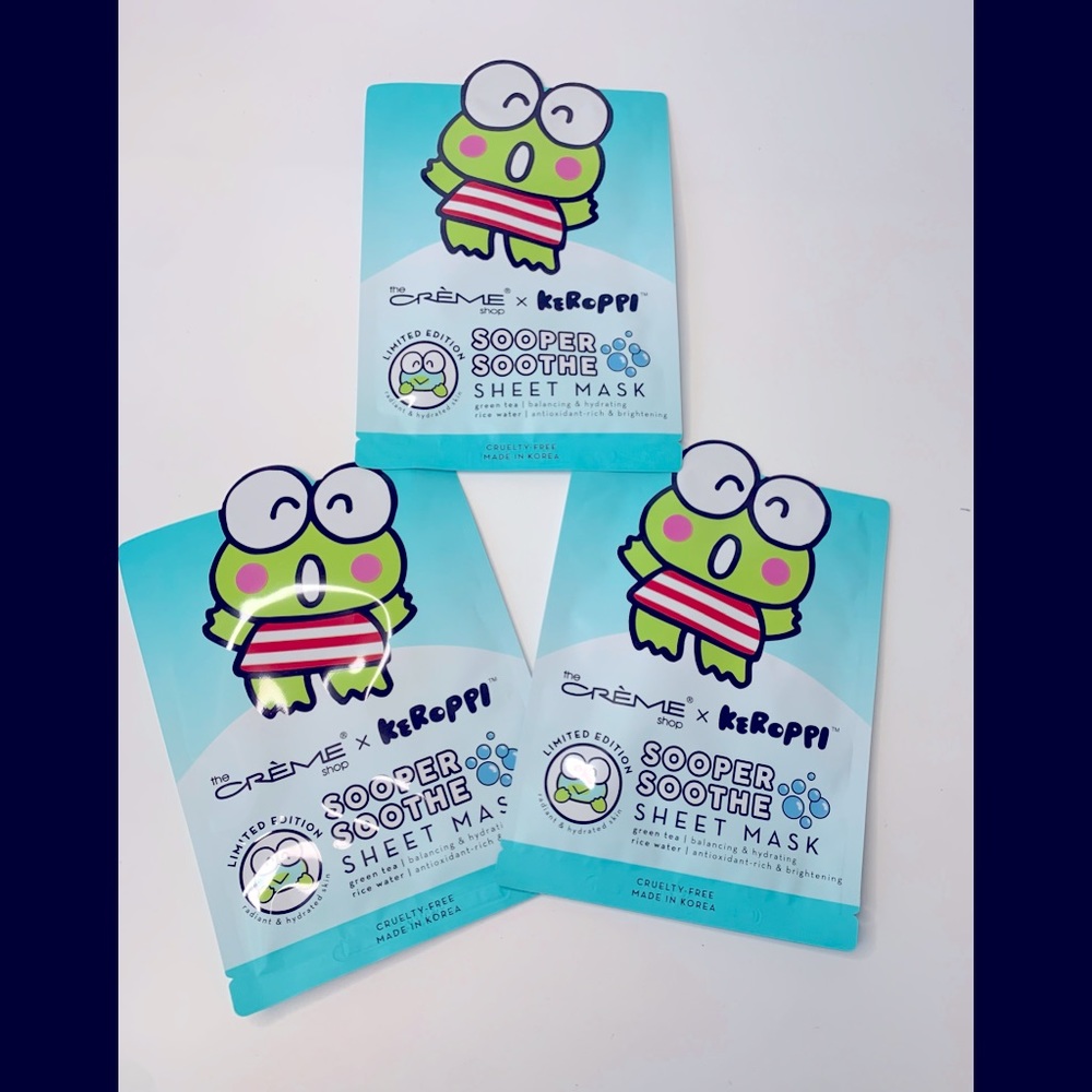 CRÈME x KEROPPI Limited Edition Set of 3 Facial Sheet Masks Brand New